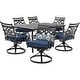 preview thumbnail 1 of 15, Hanover Montclair 7-Piece Dining Set in Navy Blue with 6 Swivel Rockers