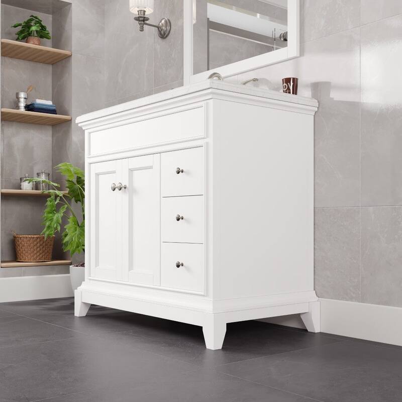 Elite Stamford Bath Vanity with Carrara Quartz Top and Porcelain Sink