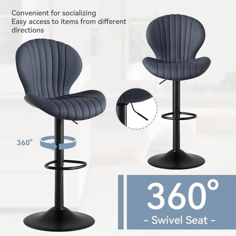 Bar Stools Set of 2 Modern Swivel Bar Chairs, Barstools Counter Height with High Backrest, Easy 3-5 Minute Assembly