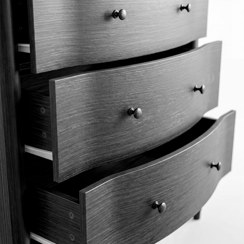 5 Drawer Chest Dresser for Bedroom, Wooden Chest of Drawers with Turned Solid Wood Legs, Modern Storage Dresser, 32.8" Wide