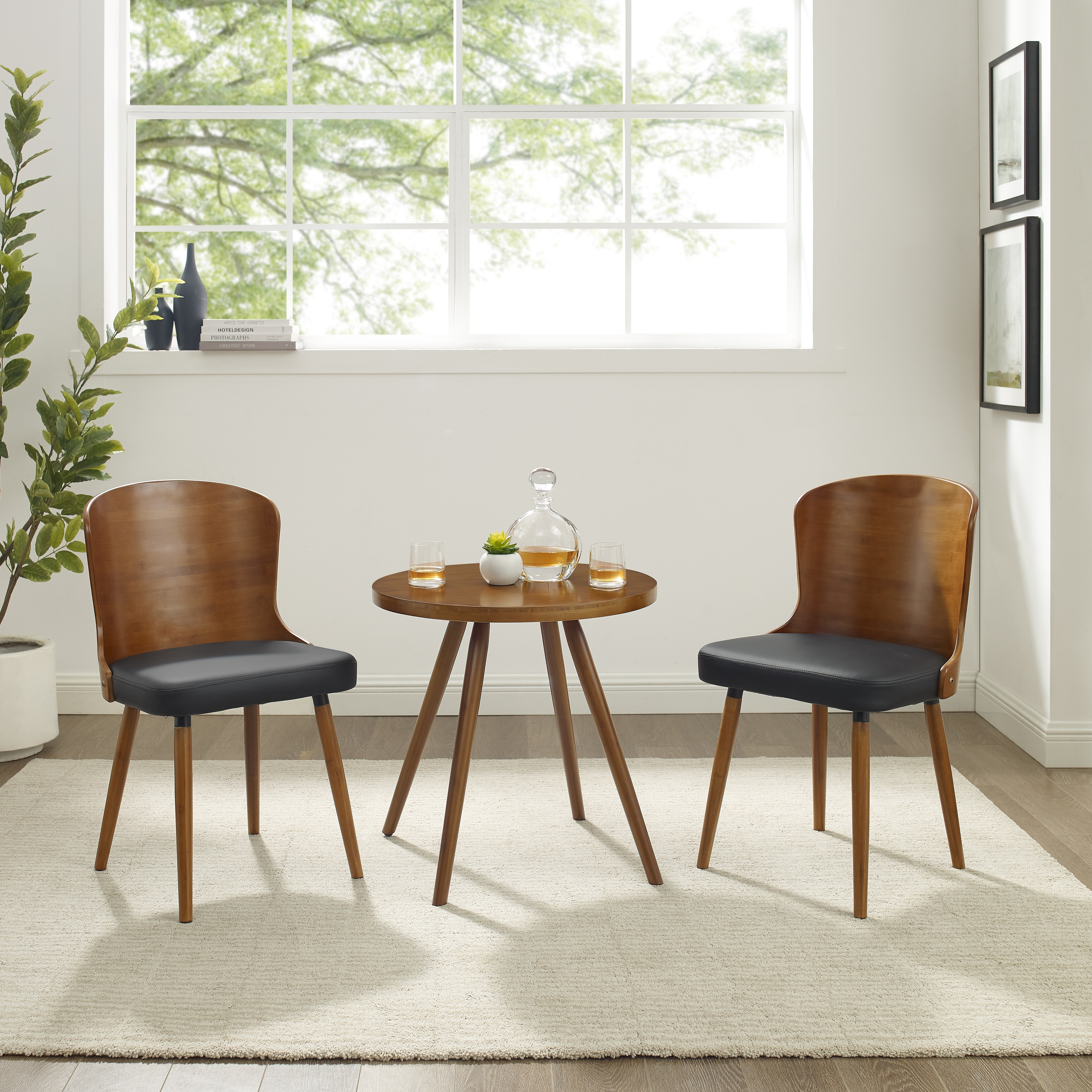 Corvus Calvados Mid century Modern Bamboo Dining Chairs set