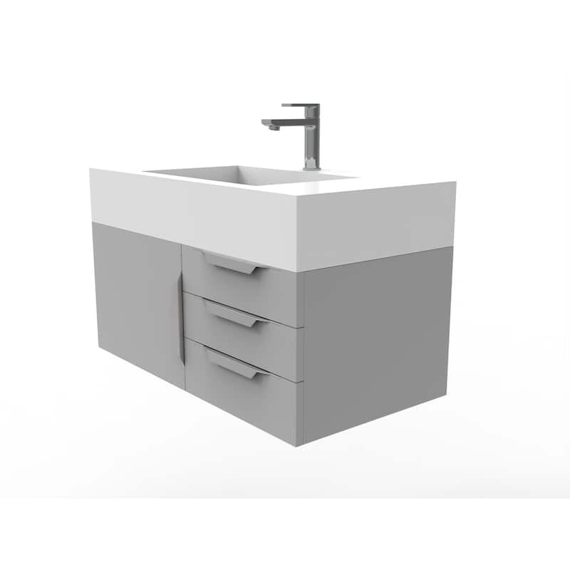 Nile 36-Inch Wall Mounted Bathroom Vanity Set w/ White Top