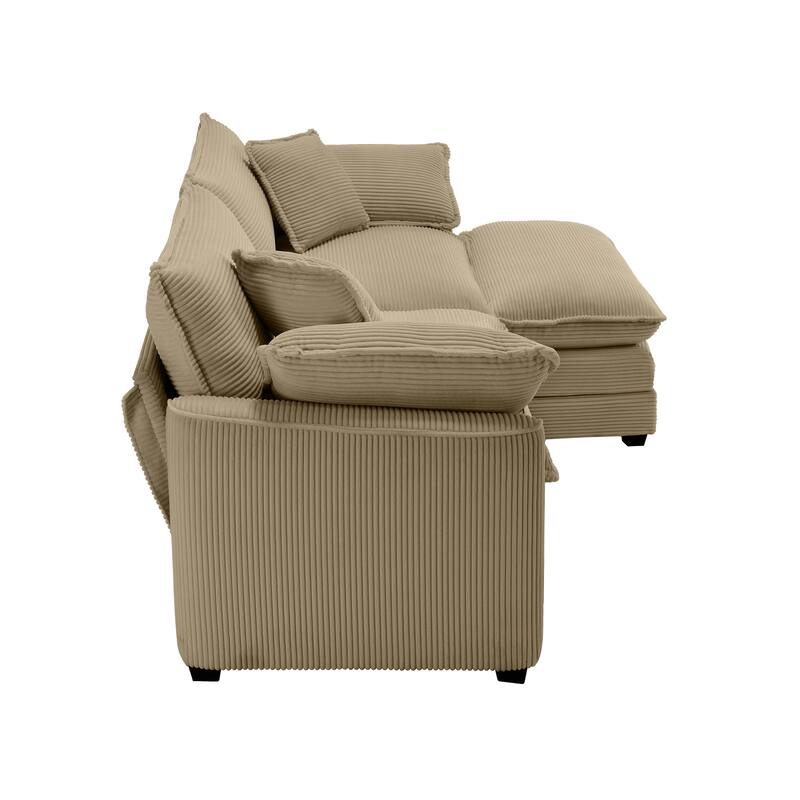 Modular Loveseat with Corduroy Upholstery, Memory Foam Cushions, and Footrest