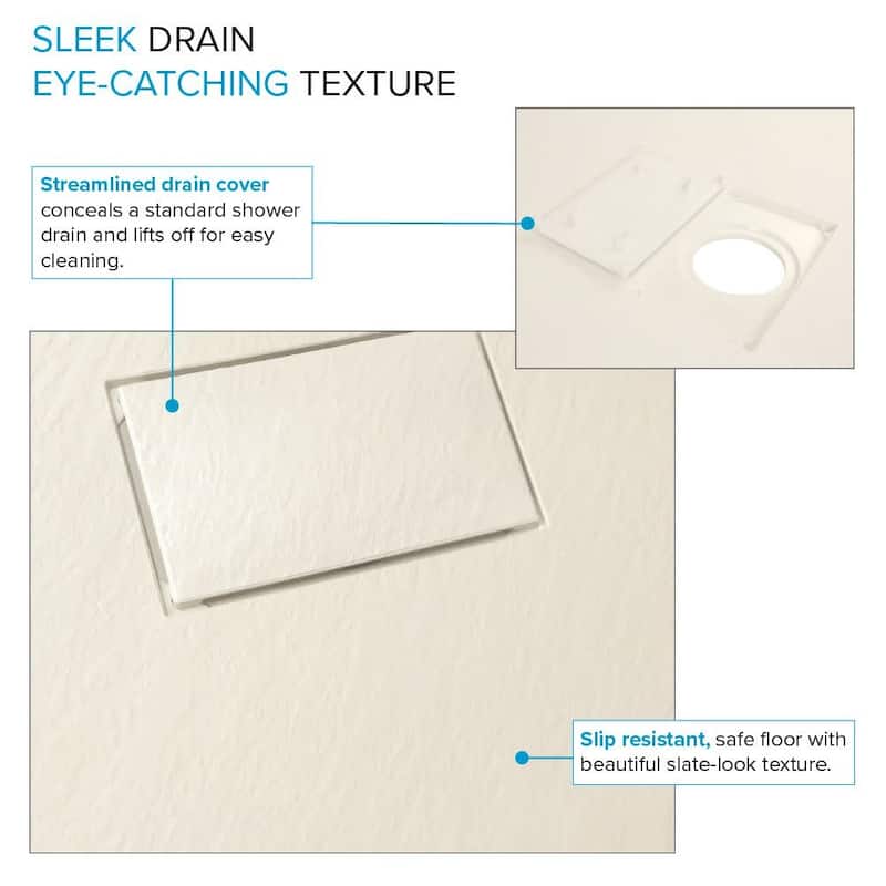 Transolid FZS6340C 63" x 39-3/8" Rectangular Shower Base with Center