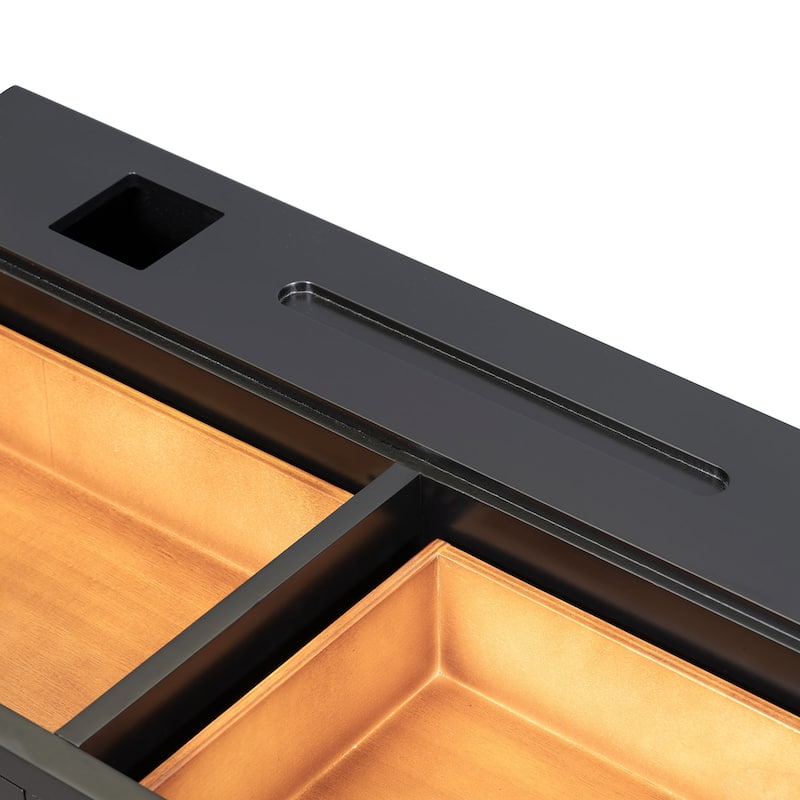 Roomfitters 47" Floating Shelf with Drawer, Multi-Purpose Wall-Mounted Vanity Table, Mounted Desk, Floating Table, Black + Gold