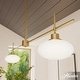 preview thumbnail 1 of 10, Hunter + Jasmine Roth Getty Luxe Gold 2- or 4-Light Milk Glass Chandelier - Modern, Transitional - Entry, Dining Room 2-Light Linear - 2-Light Linear Luxe Gold