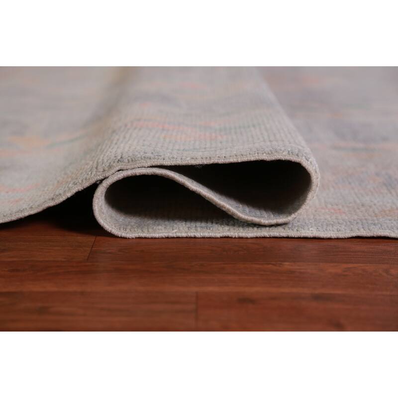 Hand Knotted Oriental 100% Wool Carpet Transitional All-Over Navy Blue & Blues Oushak Area Rug - 9' 4'' X 8' 1''