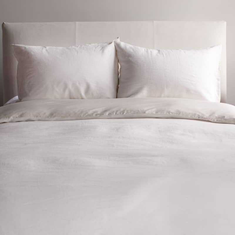 French Linen and Cotton Duvet Cover & Sham Set by BOKSER HOME - Cream - Twin - 2 Piece
