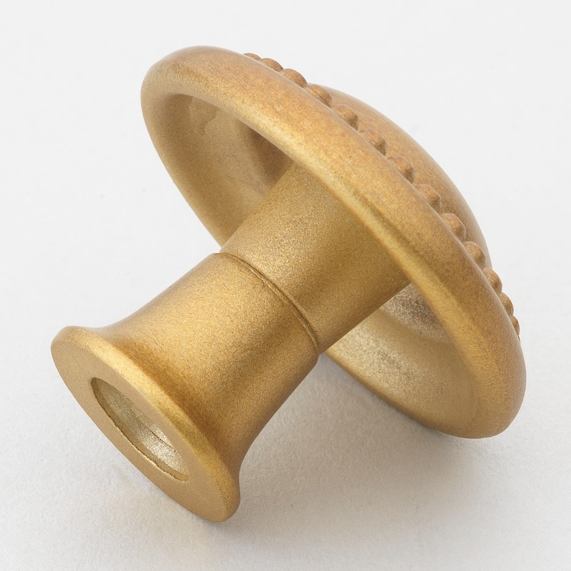 GlideRite 25-Pack 1-1/4-inch Round Beaded Cabinet Knob Satin Gold - Pack of 25