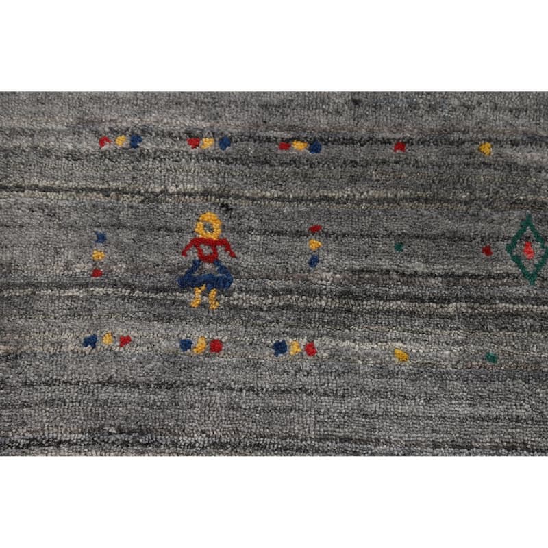 Hand Knotted Oriental 100% Wool Carpet Tribal Tribal Greys & Charcoal Gabbeh Area Rug - 8' 1'' X 5' 0''