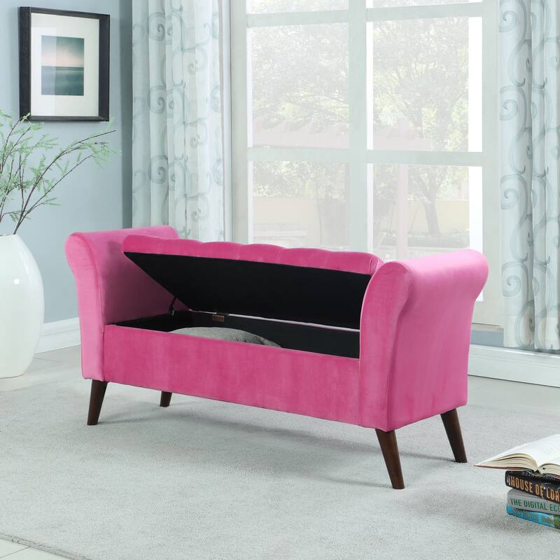 25 In. Collette Tufted Storage Bench with Armrest