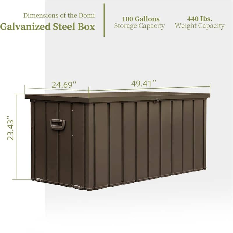 Large Outdoor Steel Waterproof Storage Box, Garden Lockable Deck Bin - 120 Gallon - Dark Brown