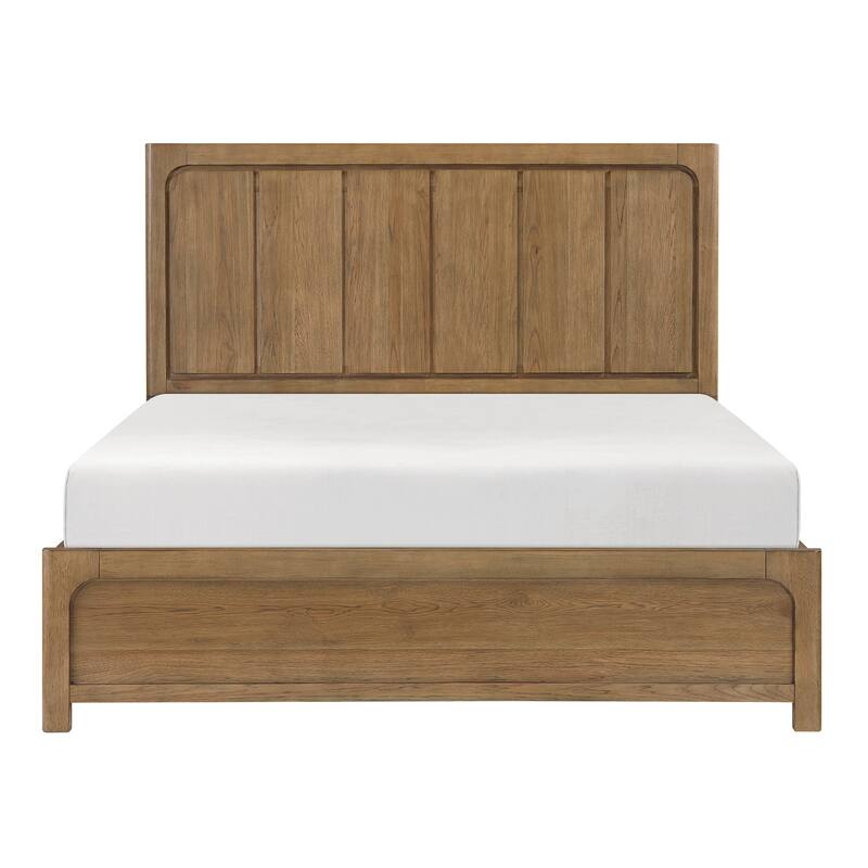 Modern Bedroom Furniture Sets Storage Bed Dresser Mirror Nightstand Chest Light Brown Finish