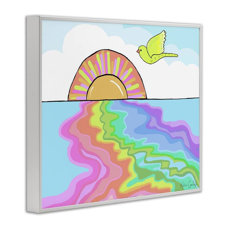 Stupell Swirling Rainbow Sea Reflection Framed Giclee Art Design By Katie Conley