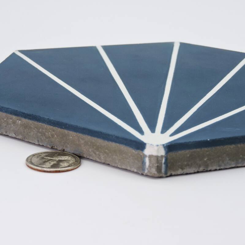 Handmade Menara in Navy and White Tile, Pack of 12 (Morocco)
