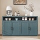 preview thumbnail 1 of 18, 4-door Classic Sideboard with Open Storage and Adjustable Shelves Perfect for kitchens, living rooms Smoke Blue