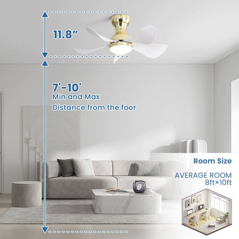 22"/23"/29" Flush Mount Ceiling Fan with Light and Remote Control for Small Room,Patio,Kitchen,Bedroom