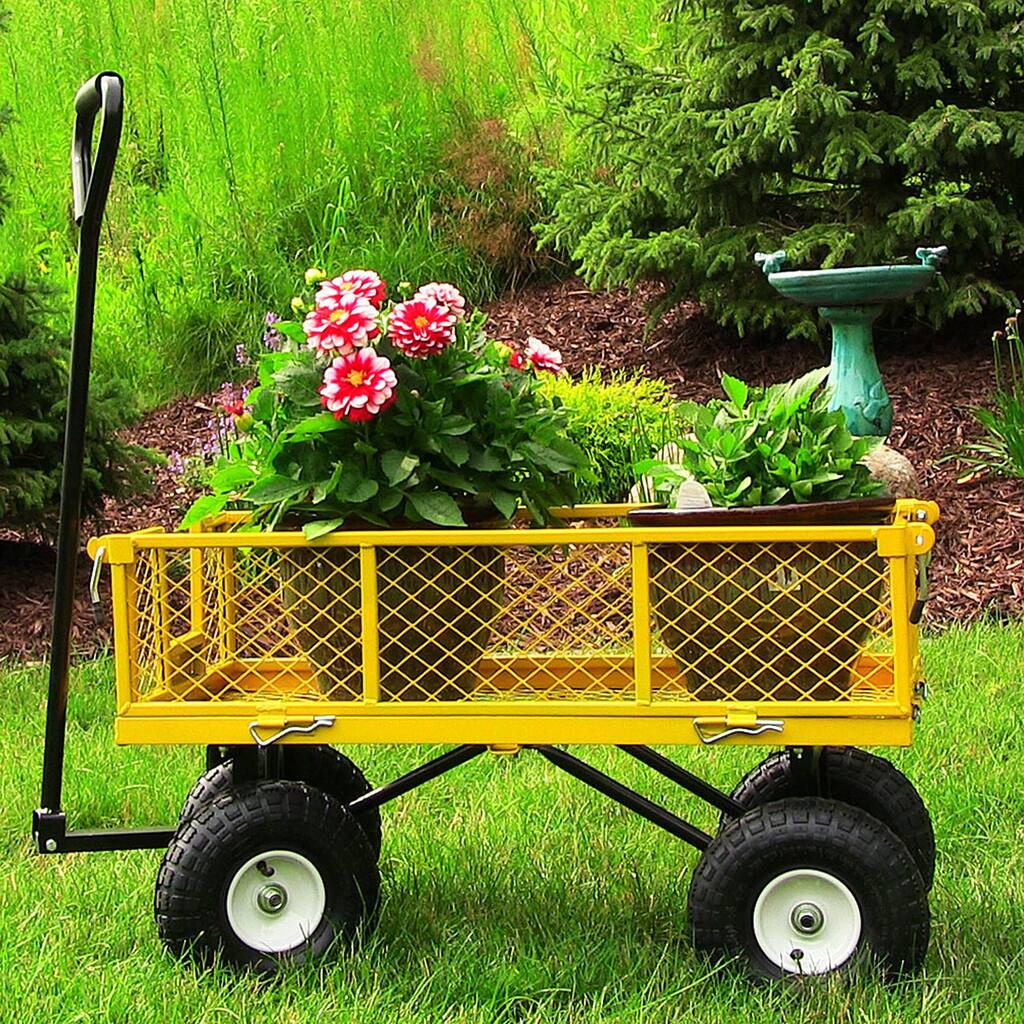 Steel Garden Cart Tools Cart with Removable Sides, 550 lb Capacity - 34" W x 18" D x 22" H