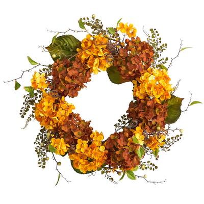 24" Fall Hydrangea Artificial Autumn Wreath - 24