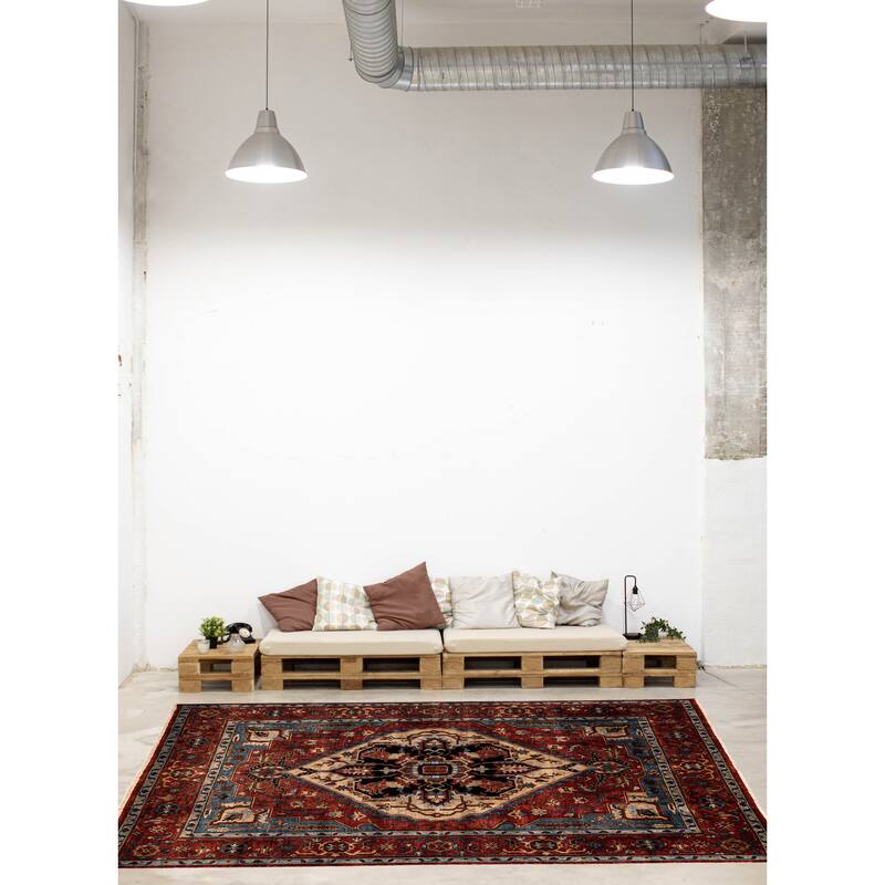 ECARPETGALLERY Hand-knotted Serapi Heritage Red Wool Rug - 7'10 x 9'11