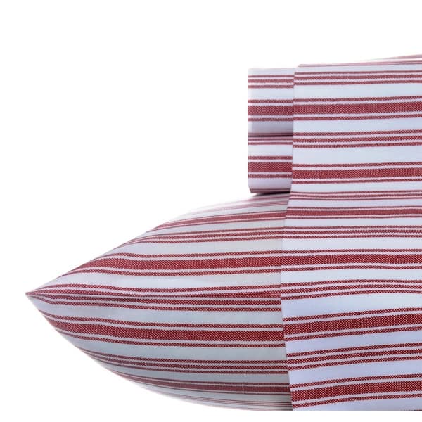 slide 2 of 10, Nautica Cotton Percale Deep Pocket Bed Sheet Sets Full - Coleridge Red Stripe