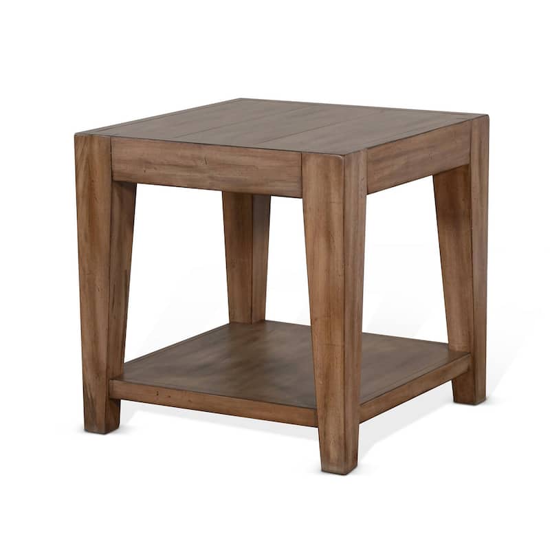Yael Side End Table, Tapered Legs, 24 Inch Square Top, Light Brown