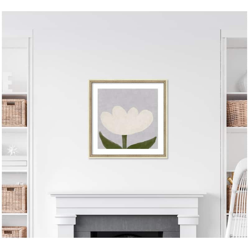Kate and Laurel White Tulip by Gabrielly Guedes Framed Wall Art Print