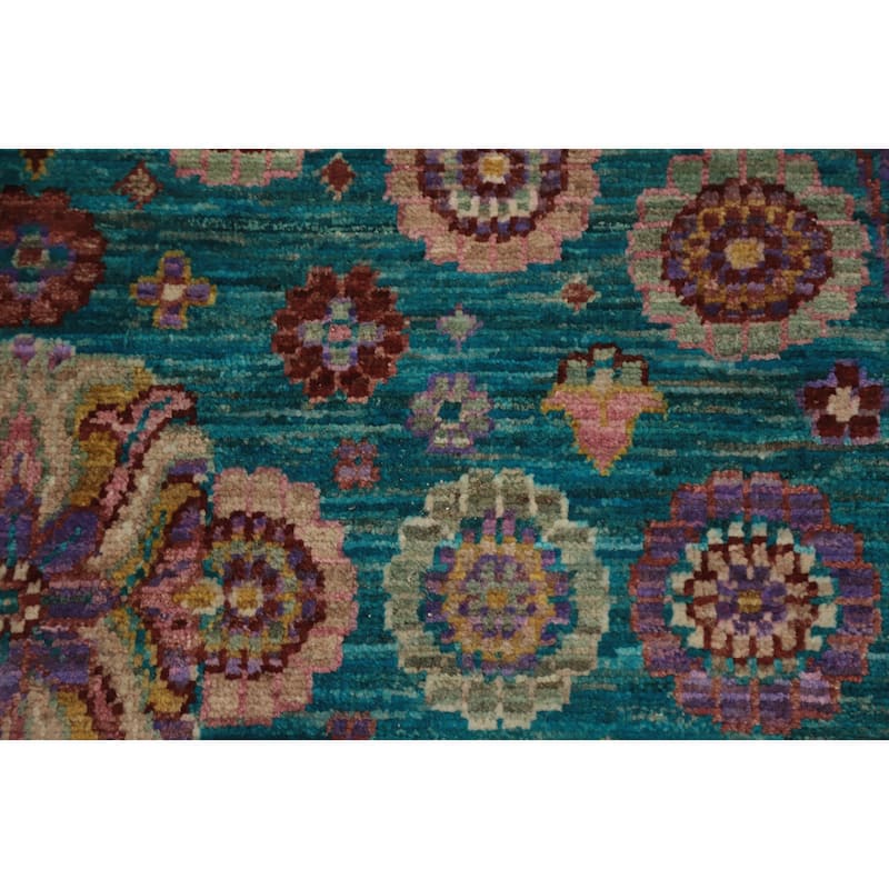 Hand Knotted Oriental 100% Wool Carpet Traditional Floral Purples Ziegler Area Rug - 10' 1'' X 7' 11''