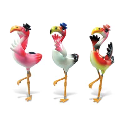 CoTa Global Flamingo Refrigerator Bobble Magnets Set of 3