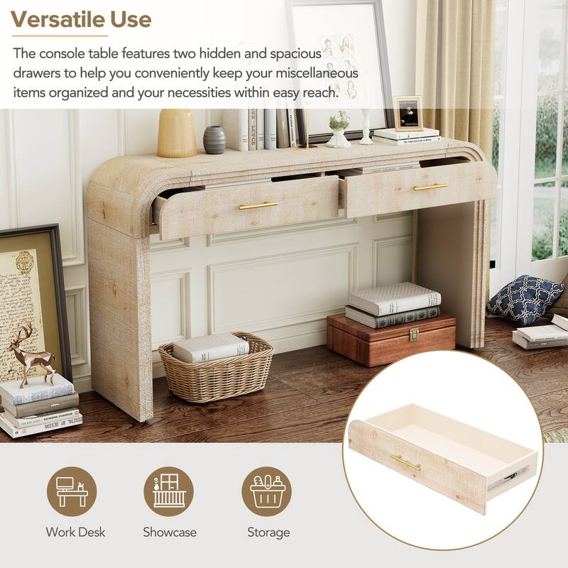 Unique Retro Silhouette Console Table with Two Top Drawers