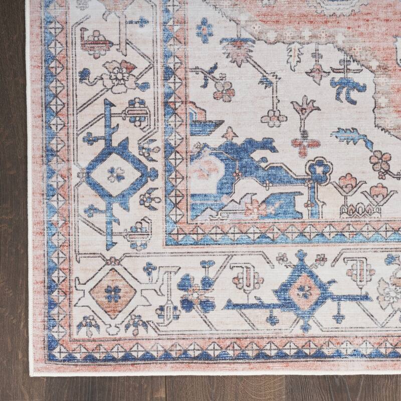 Fife Power Loomed Distressed Abstract Non Skid Stain Resistant Low Pile Area Rug By HomeRoots - 90' X '27' X '0.25