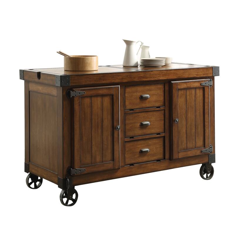 Battier Antique Tobacco 3-Drawer Kitchen Cart
