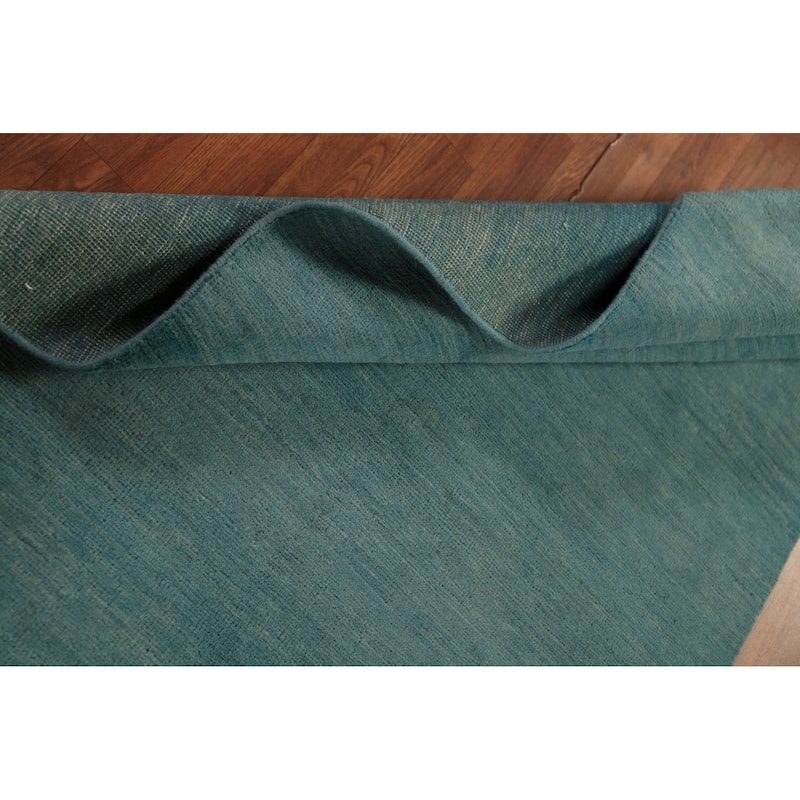 Aqua Blue Gabbeh Modern Rug Hand-Knotted Wool Carpet - 3'9" x 5'8"