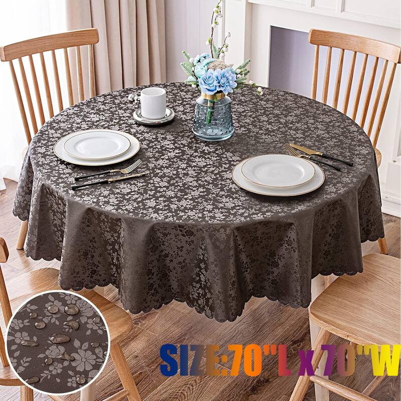 Round Table Cloth,Waterproof Heavy Duty Vinyl Tablecloths,70"L x 70"W