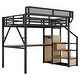 preview thumbnail 9 of 56, High Loft Bed Metal Bed Frame with Stairs Built-in Shelves and Wardrobe, Side Grid Rack, Light, Charging Station and Desk