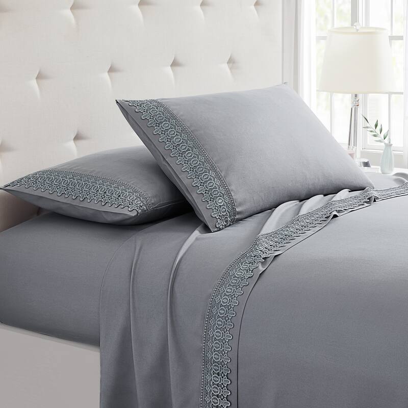 SL SPIRIT LINEN HOME EST. 1988 Lace Sheet Set - Double Brushed Microfiber