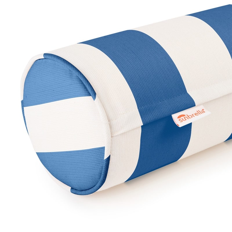 Austin Horn Classics Sunbrella Maxim Heather & Cabana Stripe Zippered & Filled Neck Roll Bolster, Single