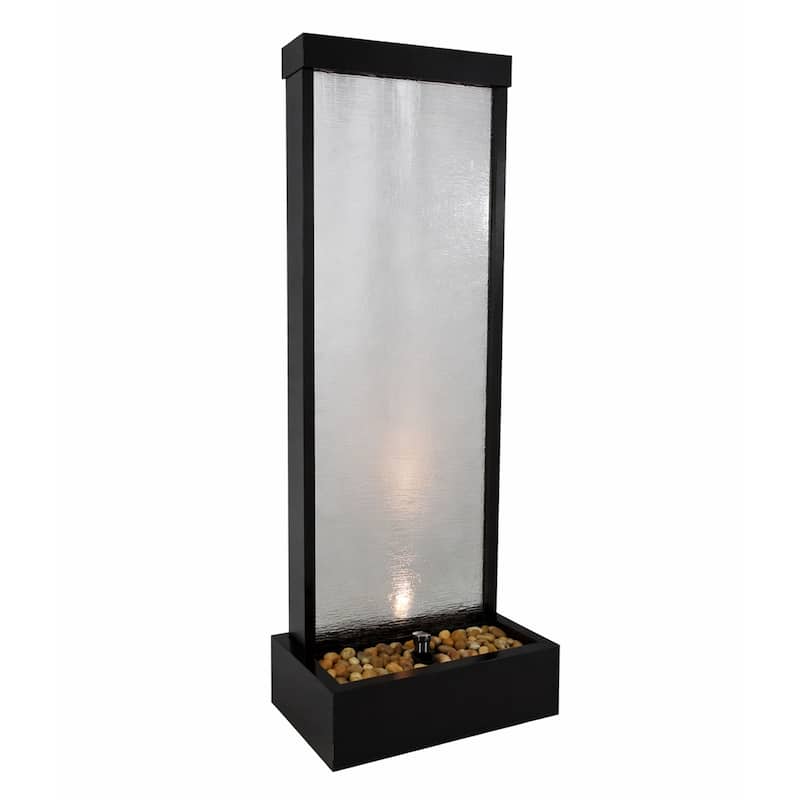 Alpine Corporation 72" Zen Mirror Waterfall Fountain with LED Lights and Stones