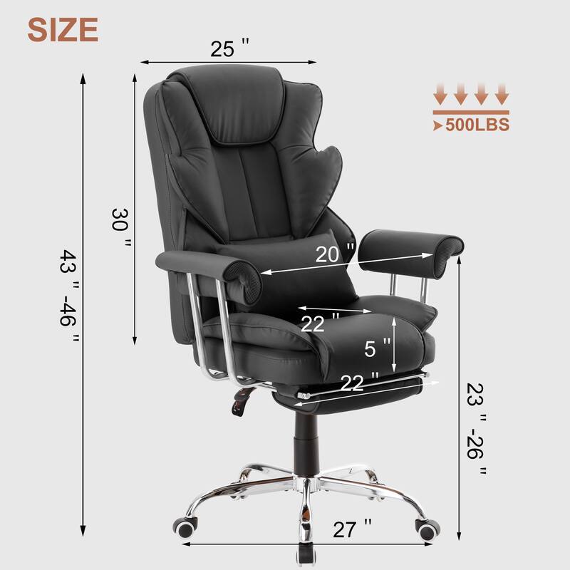 Executive Chair with Headrest Footrest Lumbar Pillow