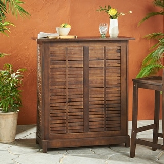 Riviera Acacia Wood Bar Table with Storage by Christopher Knight Home - 39.50"L x 16.50"W x 43.25"H