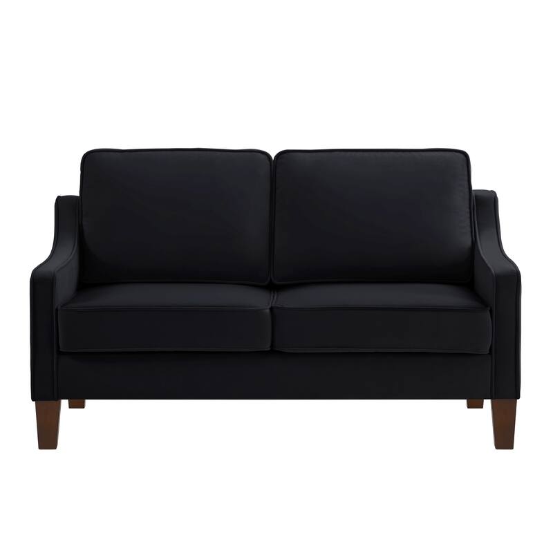 Modern Loveseat sofa for Living Room, Upholstered Velvet Small Couch with Wooden Legs for Bedroom, Navy