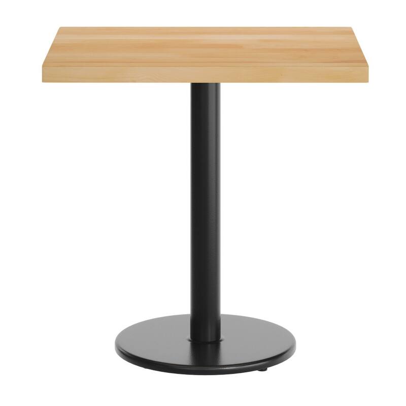 Rectangular Solid Wood Commercial Tabletop with 18" Round Dining Height Base - 24"W x 30"D x 29.5"H