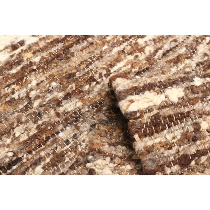 ECARPETGALLERY Braid weave Sienna Brown Wool Rug - 5'5 x 8'0