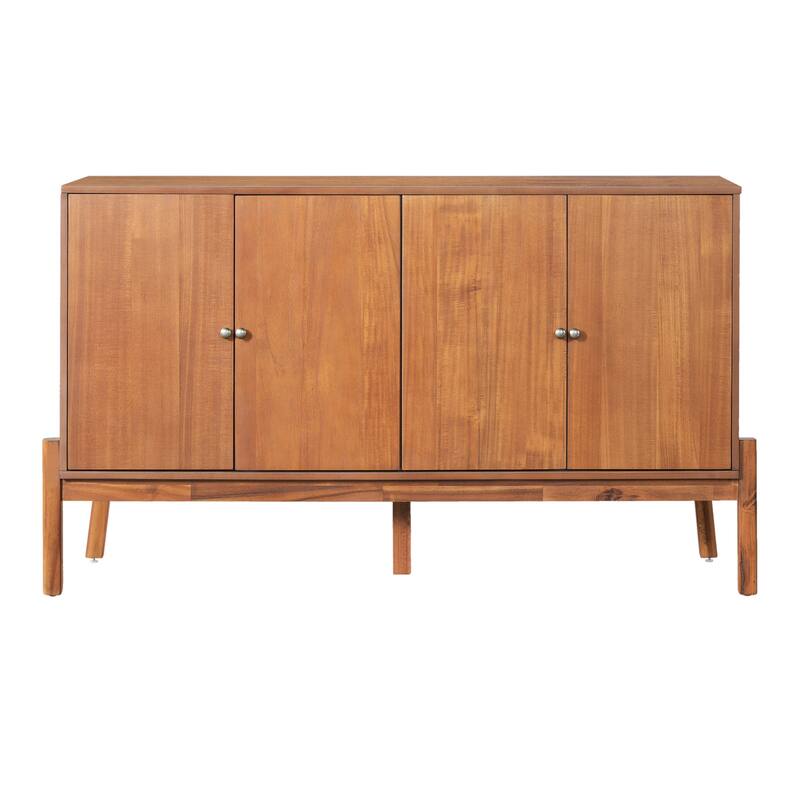 Roomfitters Vintage 4-Door Sideboard Buffet Cabinet with Acacia Veneer, 60 Inch Wide - Brown