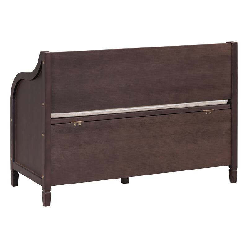 41.9" Rustic Style Solid wood Entryway Multifunctional Storage Bench with Safety Hinge