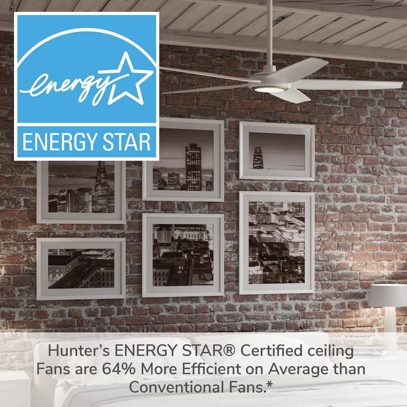 Hunter ZenTech Indoor / Outdoor 5-Blade Smart Ceiling Fan w/ LED Light and Handheld Remote.