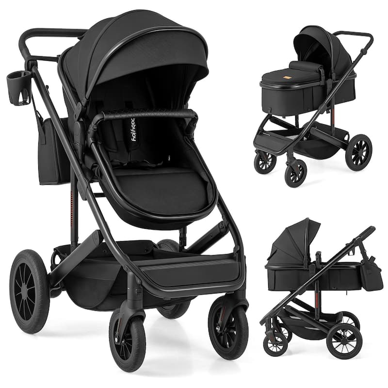 Aluminum 3-in-1 Kids Stroller with Reversible Seat, Bassinet & Adjustable Handle - 38" L x 23" W x 41" H