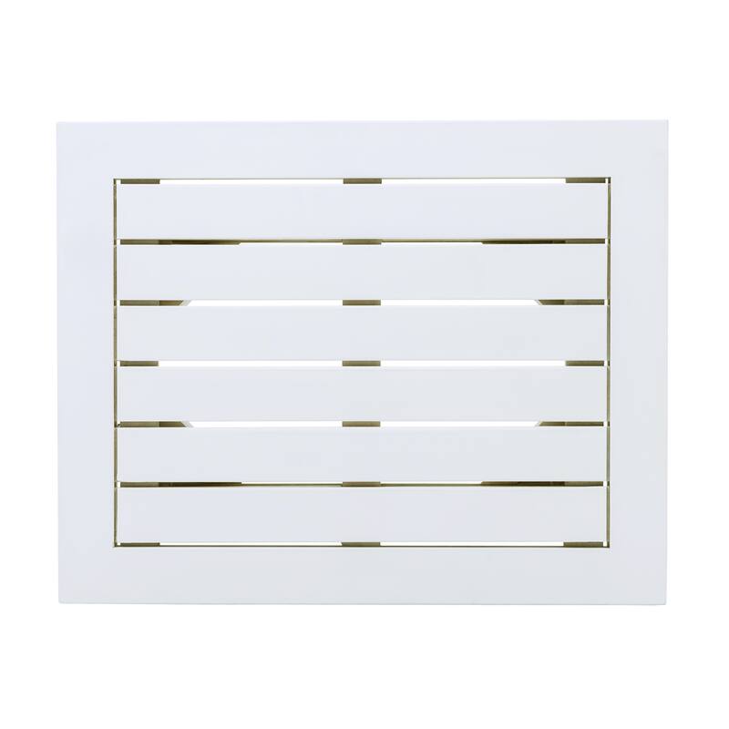 Roomfitters SELMA Acacia Wood Accent Side Table, Weather-Resistant Rectangular Patio End Table with Curved Legs, White PU