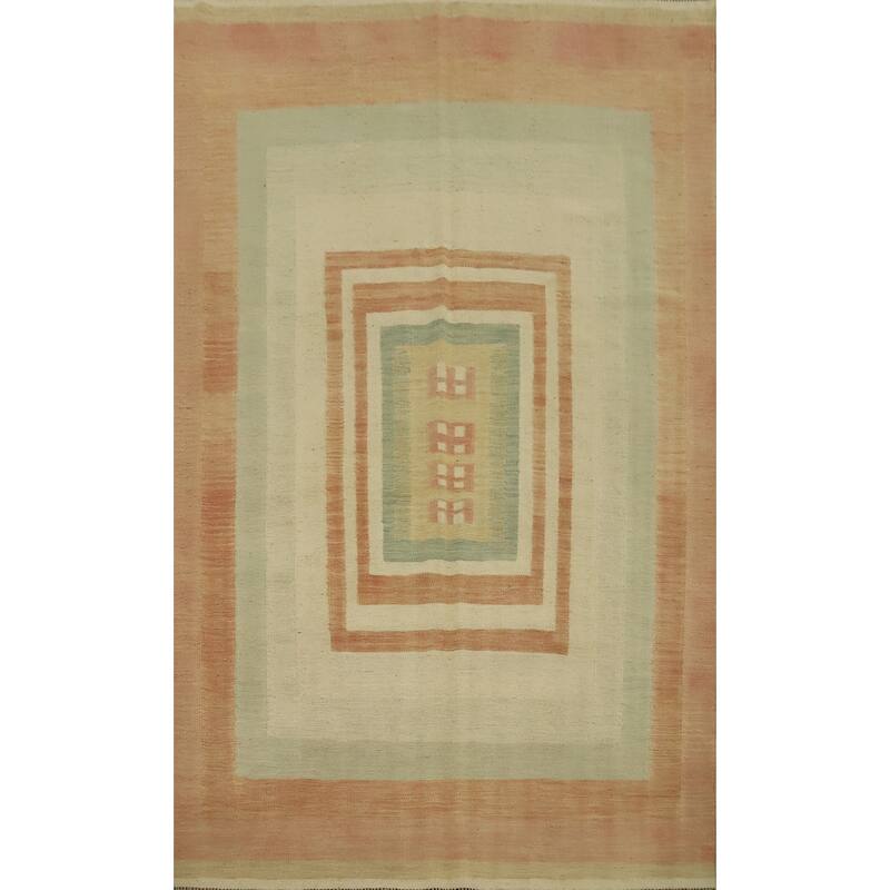 Hand Woven Oriental 100% Wool Carpet Southwestern Modern Multi-Colored Kilim Area Rug - 7' 10'' X 5' 4''