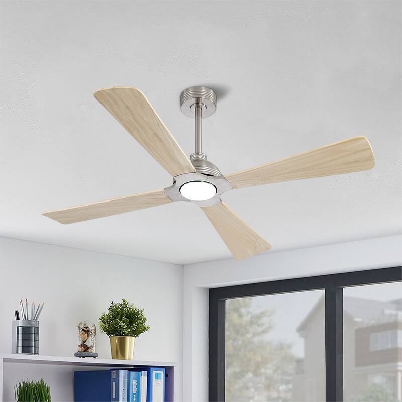 MLiAN 56" 4 Blades Indoor LED Ceiling Fan with Remite Control - 56 inch - Nickel/ Grainy Color
